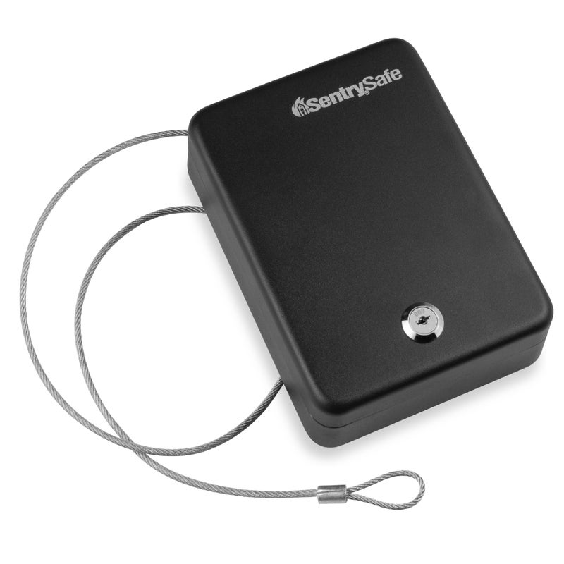 SentrySafe صندوق أمان سنتري سيف ميني هو صندوق قفل بمفتاح للمكتب أو السكن الجامعي يؤمن المال، جوازات السفر، أو غيرها من الأشياء الثمينة الصغيرة، الأبعاد الخارجية: 2.6 بوصة ارتفاع × 5.9 بوصة عرض × 8.0 بوصة طول - Image 1